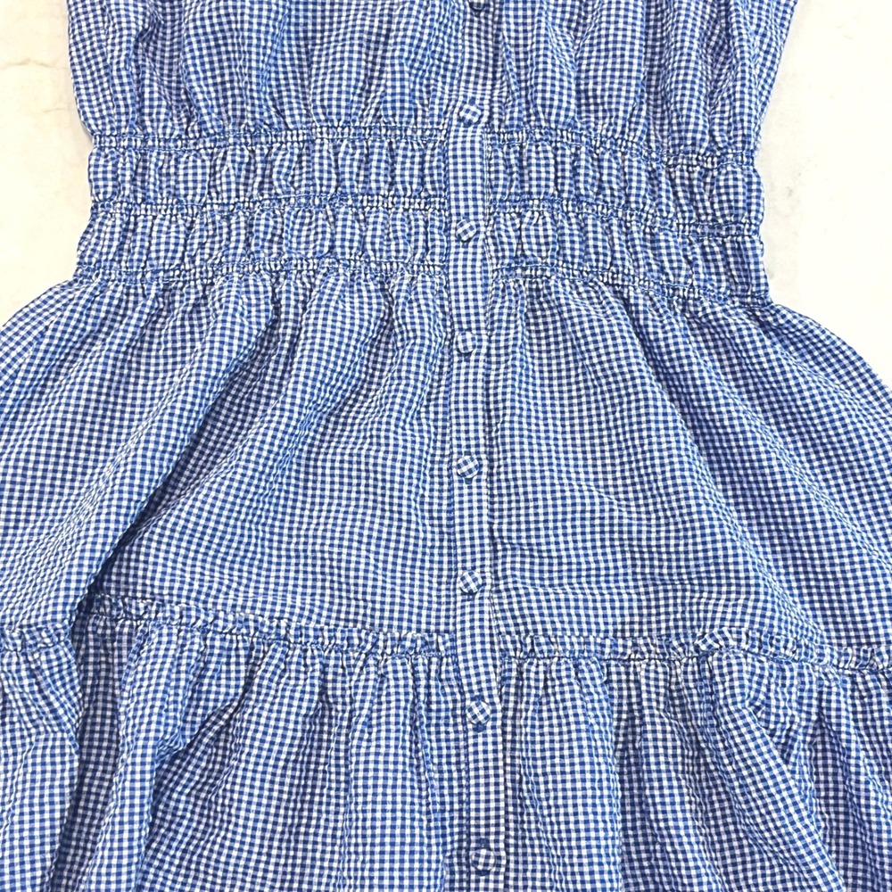 Tuckernuck Landis Maxi Dress Womens M Blue Gingham Seersucker Smocked Tiered - Picture 8 of 12